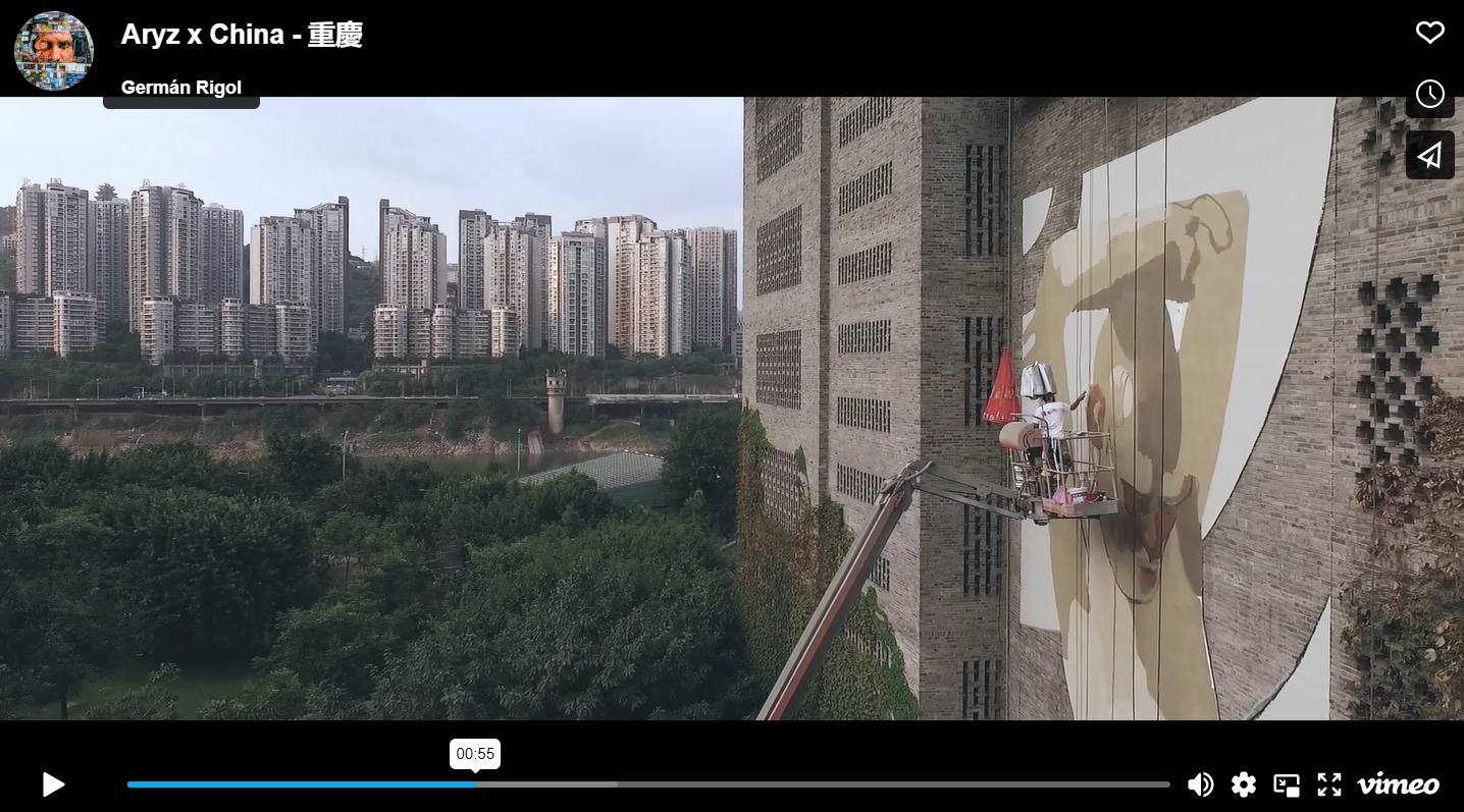 Video from the creation of Aryz's mural in China. Source: aryz.es