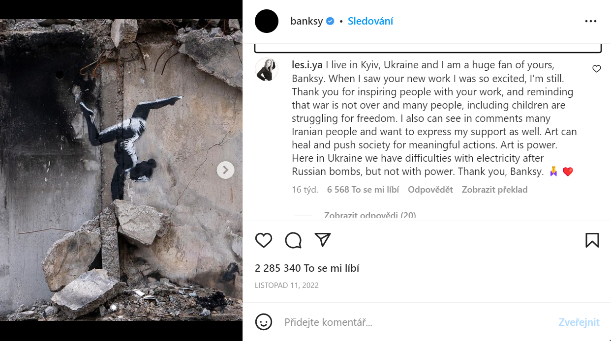 Banksy, Boroďanka, zdroj: Instagram umělce