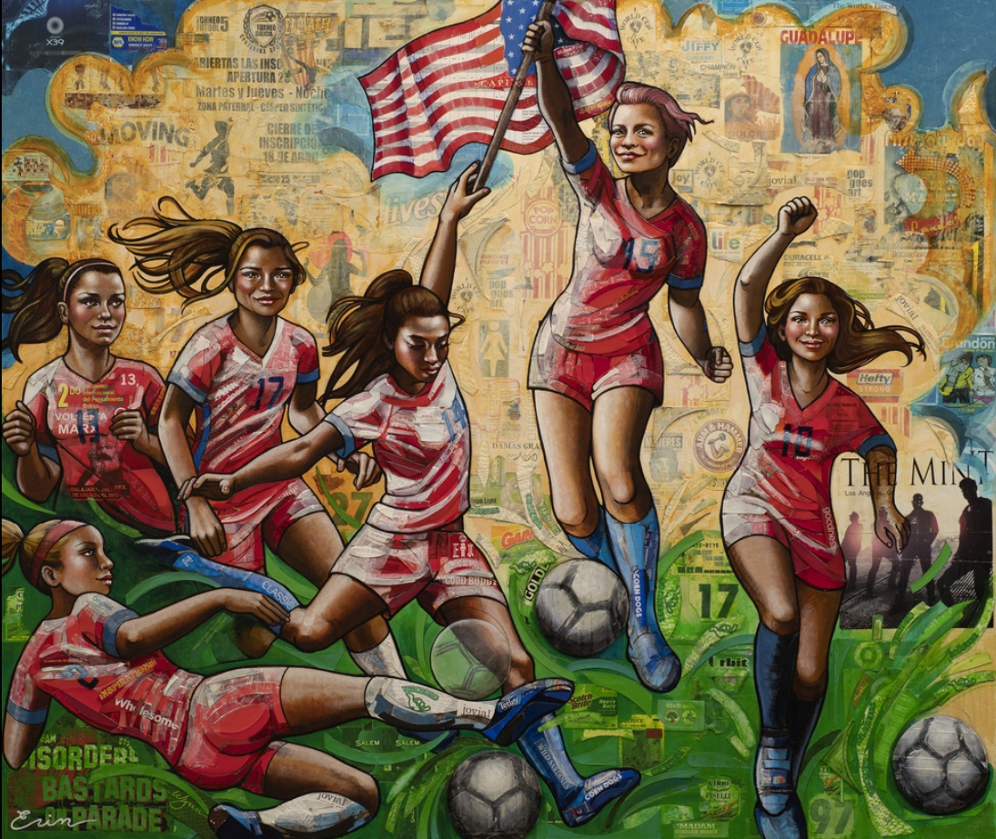 Erin Currier, US Women’s Soccer Team (after Delacroix), 2020. Zdroj: Artsy