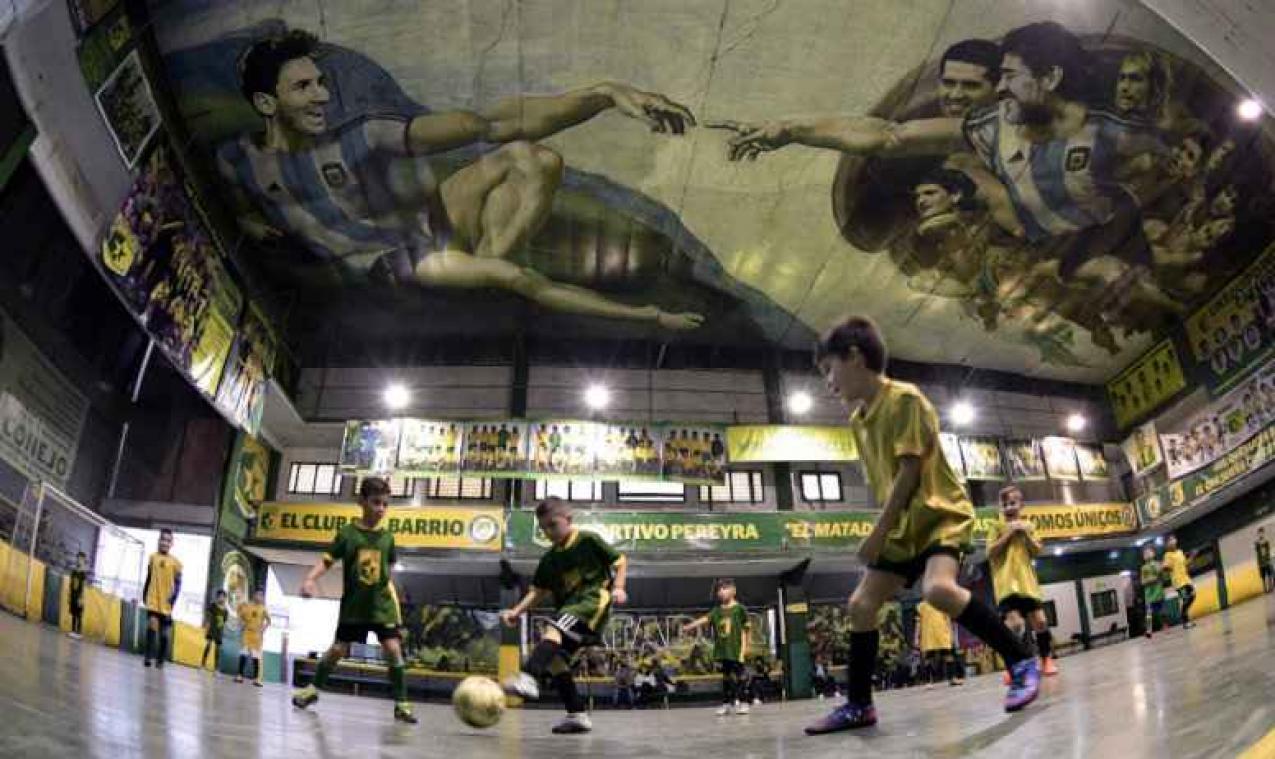Diego Maradona with Lionel Messi as Michelangelo's Creation of Adam. Source: Metrotime