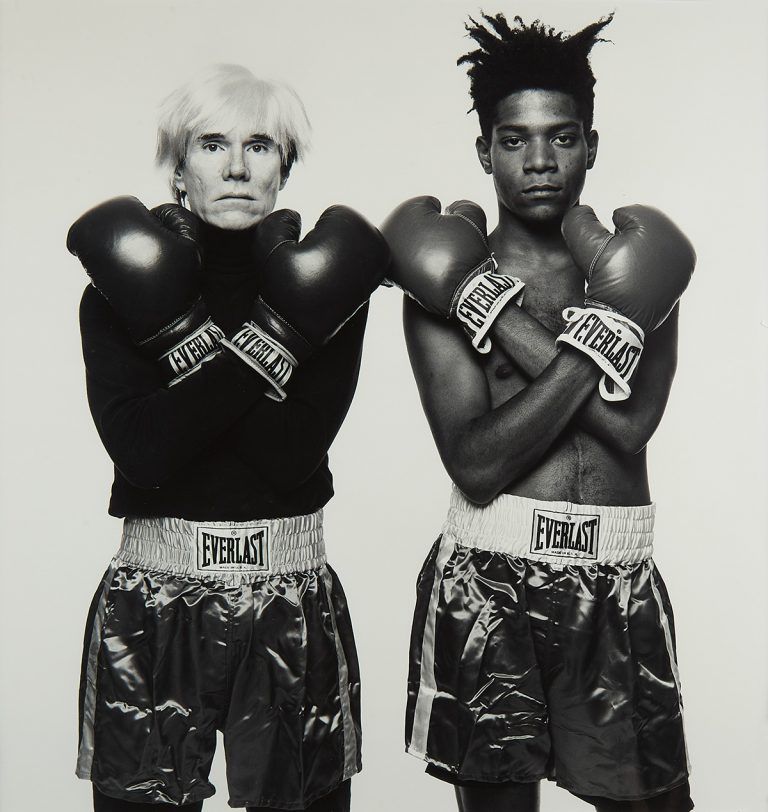 Michael Halsband, Andy Warhol and Jean-Michel Basquiat, silver print, 1985, printed 1997, Zdroj: swanngalleries.com