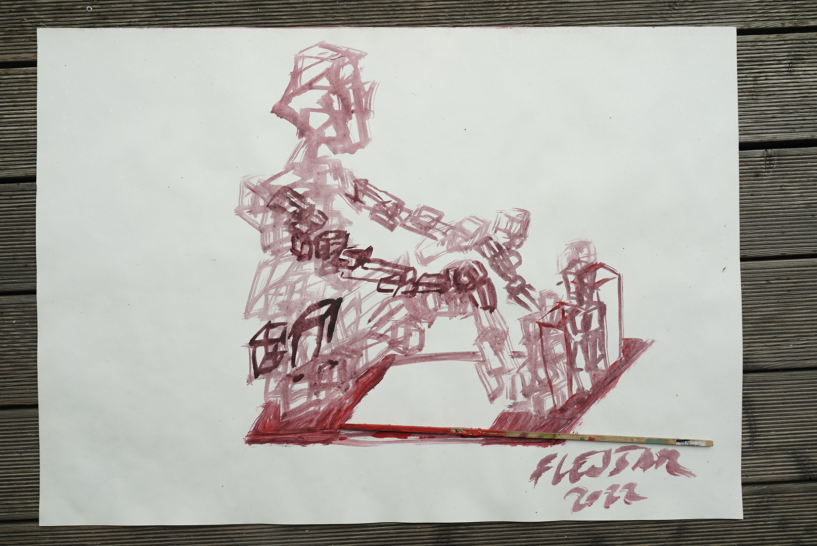 A sketch of the upcoming sculpture for the ROW ROW ROW ROW ROW RACICE exhibition. Source: author's archive