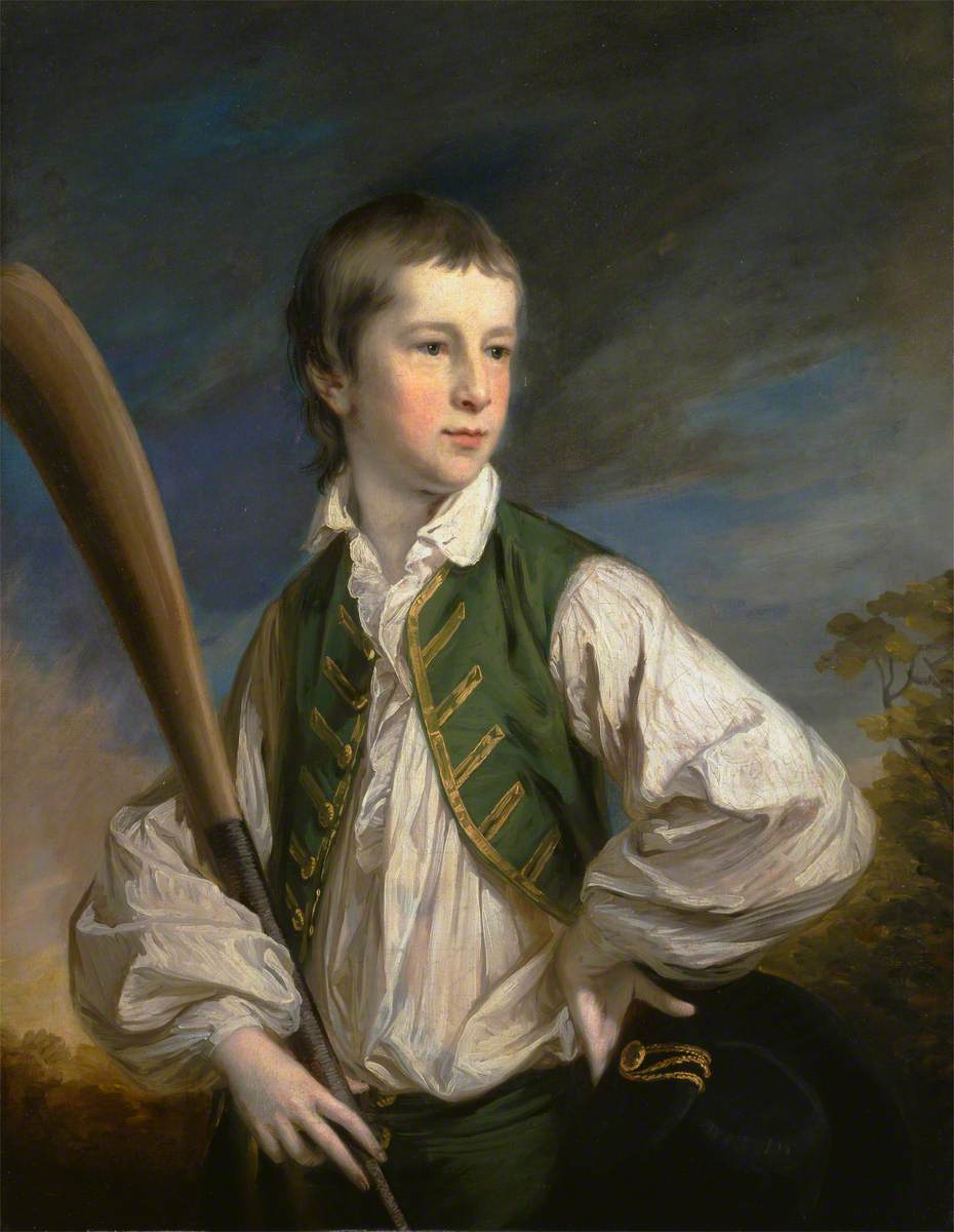 Francis Cotes, Charles Collyer jako chlapec s kriketovou pálkou, 1766. Zdroj: Yale Center for British Art