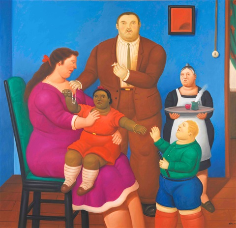 Fernando Botero: Rodina, 2010, olej na plátně, 165 x 171 cm. Zdroj: Artnet 