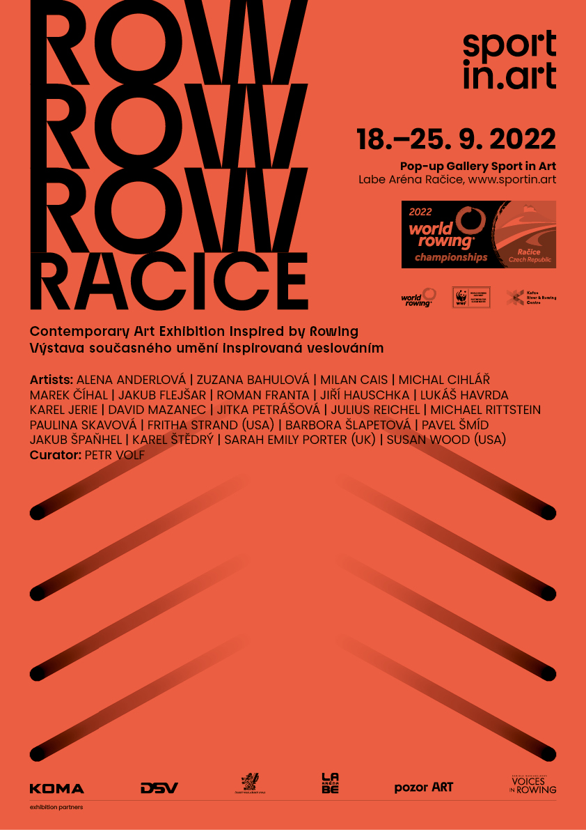 Graphic visual of the exhibition ROW ROW ROW ROW RAČICE