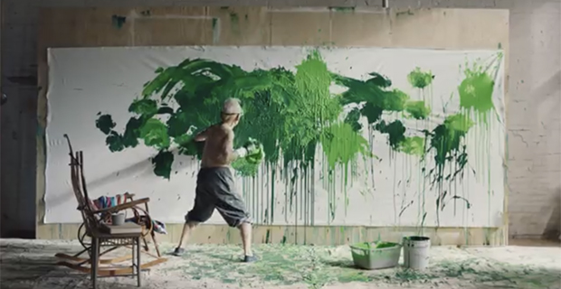 Ushio Shinohara creating one of his canvases. Source: Glasstire