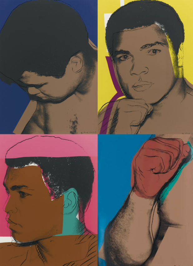 Andy Warhol, Muhammad Ali, série čtyř sítotisků, 1978, zdroj: artsy
